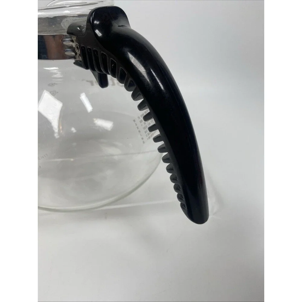 Vintage Gemco The Whistler Glass Coffee Tea Pot  Carafe 10 Cup Black Handle